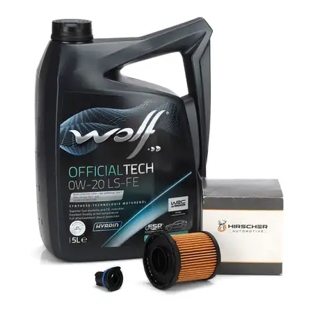 5L WOLF 0W20 LS-FE Motor&ouml;l + HIRSCHER &Ouml;lfilter f&uuml;r OPEL Astra K Insignia B 1.5 CRDi/CDTI