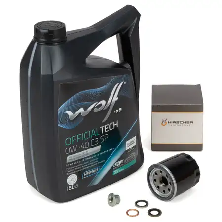5L WOLF 0W-40 C3 SP Motor&ouml;l + HIRSCHER &Ouml;lfilter f&uuml;r RENAULT Megane 4 1.6 16V 3 2.0 16V