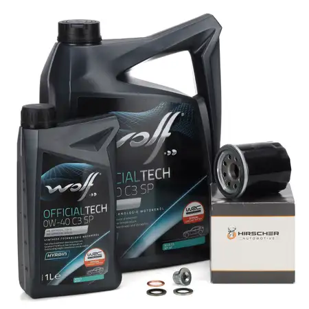 6L WOLF 0W-40 C3 SP Motor&ouml;l + HIRSCHER &Ouml;lfilter f&uuml;r RENAULT Espace 4 Megane 4 3 1.6/2.0