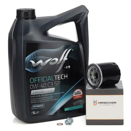 5L WOLF 0W-40 C3 SP Motor&ouml;l + HIRSCHER &Ouml;lfilter f&uuml;r DACIA NISSAN RENAULT 1.6 2.0/16V