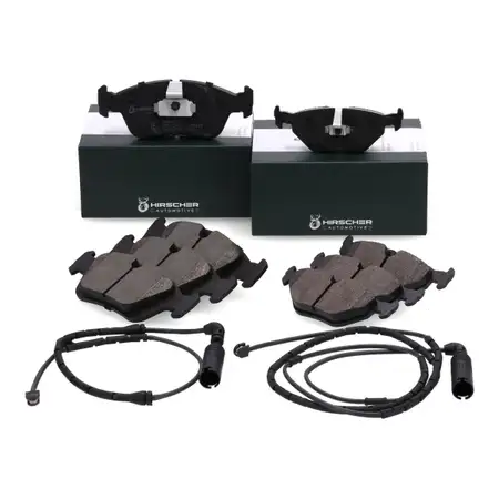 HIRSCHER Bremsbel&auml;ge + Warnkontaktsensor f&uuml;r BMW 3er E46 316-328i 318/320d vorne + hinten