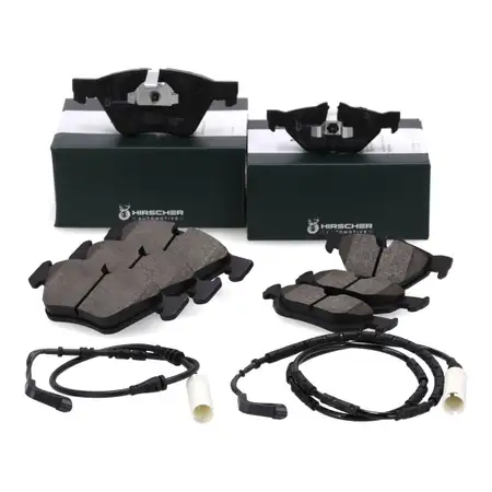 HIRSCHER Bremsbel&auml;ge + Warnkontaktsensor f&uuml;r BMW 3er E90 E91 bis 02.2010 vorne + hinten