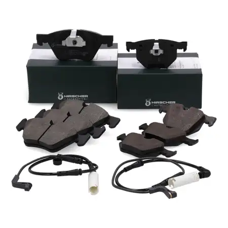 HIRSCHER Bremsbel&auml;ge + Warnsensor f&uuml;r BMW 5er E60 520i 523i 525i 520d 525d vorne + hinten