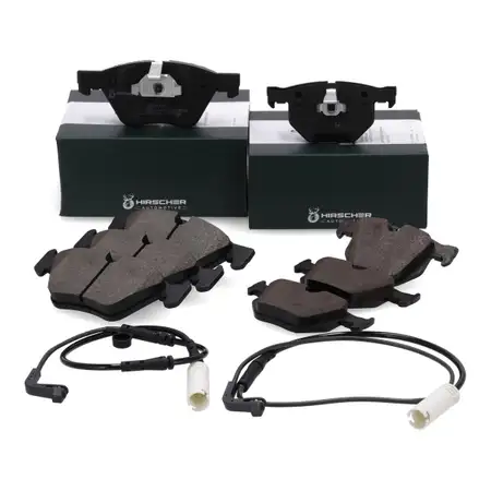 HIRSCHER Bremsbel&auml;ge + Warnsensor f&uuml;r BMW 5er E61 520i 523i 525i 520d 525d vorne + hinten