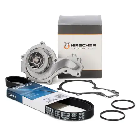 HIRSCHER Wasserpumpe + DAYCO Keilrippenriemen f&uuml;r VW Passat B5 AUDI A4 B5 A6 C4 C5 1.6 1.8