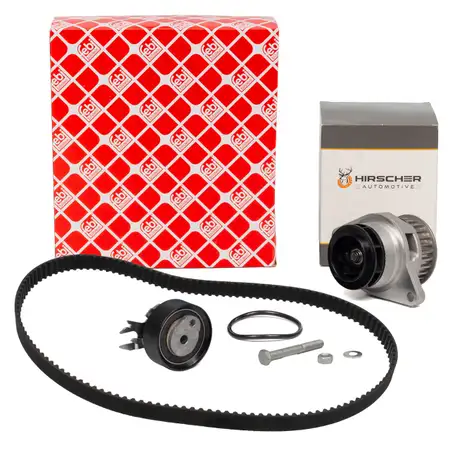 febi Zahnriemensatz + HIRSCHER Wasserpumpe f&uuml;r VW Golf 3 Polo 6N1 Vento 1.4 55/60 PS