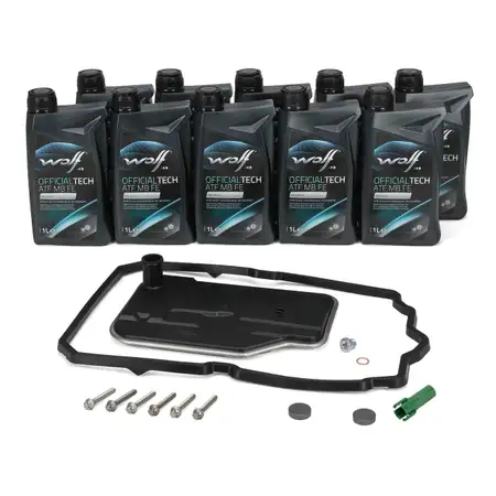 Getriebefilter Satz + 10L WOLF ATF MB FE Getriebe&ouml;l MB 236.15 f&uuml;r MERCEDES 7-Gang 722.9