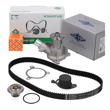 INA Zahnriemensatz + GEBA Wasserpumpe + NRF Thermostat f&uuml;r BMW 3er E30 ab 10.1987 E34 M20