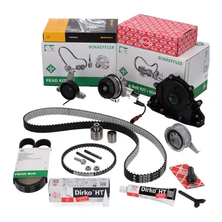 INA / CONTI Zahnriemen + Keilriemen Satz + Wasserpumpe Wellendichtring f&uuml;r VAG 1.6/2.0 TDI