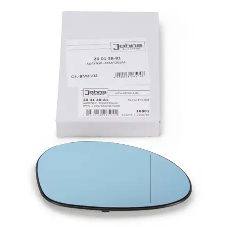 JOHNS Au&szlig;enspiegel Spiegelglas beheizbar f&uuml;r BMW 1er E81 E87 3er E90 rechts 51167145268
