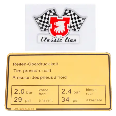 JP GROUP Aufkelber Klebeschild Reifendruck Motorraum f&uuml;r PORSCHE 911 90100650501