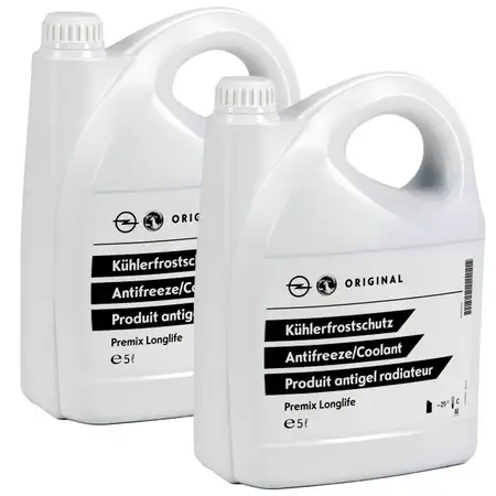 10L 10 Liter ORIGINAL OPEL K&uuml;hlerfrostschutz Antifreeze Premix GR&Uuml;N/BLAU 95599872