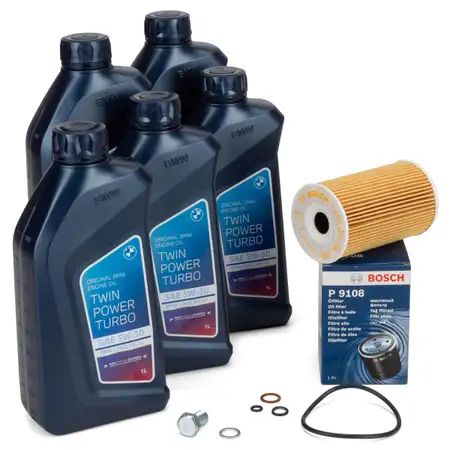 5L ORIGINAL 5W-30 Motor&ouml;l + BOSCH &Ouml;lfilter f&uuml;r BMW 3er E36 E46 5er E34 Z3 M40 M42 M43