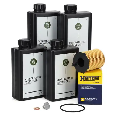 4L ORIGINAL 5W-30 LL-04 Engine Oil + HENGST Oil Filter for MINI R56, R55 One D/Cooper D 9HZ