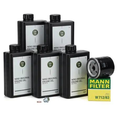 5L ORIGINAL 5W-30 LL-04 Motor&ouml;l + MANN &Ouml;lfilter f&uuml;r MINI R50 R53 One D 75/88 PS 1ND