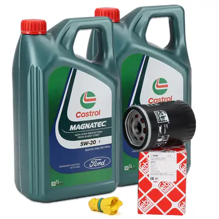 10L CASTROL MAGNATEC 5W-20 E Motor&ouml;l + febi &Ouml;lfilter f&uuml;r FORD Mustang MK6 5.0 V8 450/460