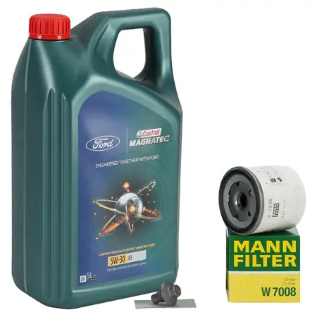 5L CASTROL MAGNATEC 5W-30 A5 Motor&ouml;l + MANN &Ouml;lfilter f&uuml;r FORD Focus Mondeo 1.6-2.0 1883037