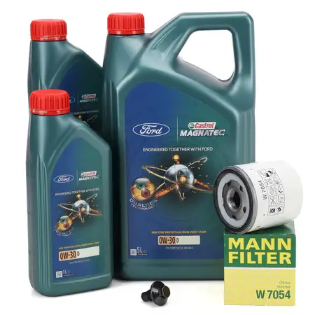 7L CASTROL MAGNATEC 0W-30 D Motor&ouml;l + MANN &Ouml;lfilter f&uuml;r FORD Focus 4 Mondeo 5 2.0 EcoBlue