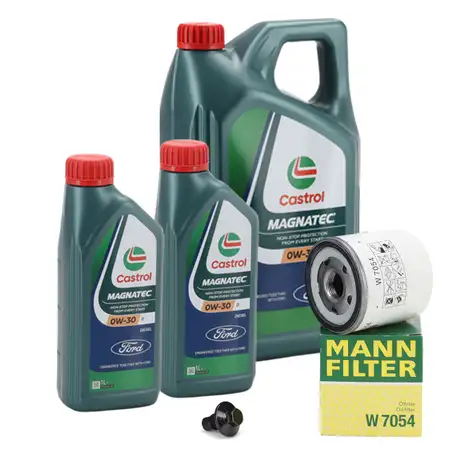 7L CASTROL MAGNATEC 0W-30 D Motor&ouml;l + MANN &Ouml;lfilter f&uuml;r FORD Focus 4 Mondeo 5 2.0 EcoBlue