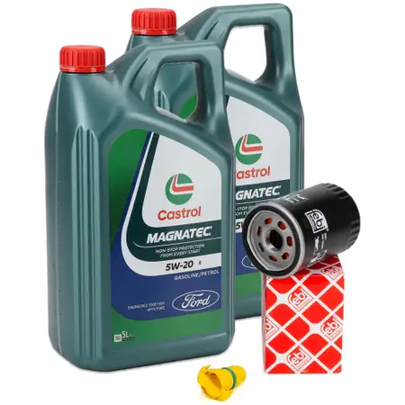 10L CASTROL MAGNATEC E 5W-20 Motor&ouml;l &Ouml;l + febi &Ouml;lfilter f&uuml;r FORD Mustang MK6 5.0 450/460