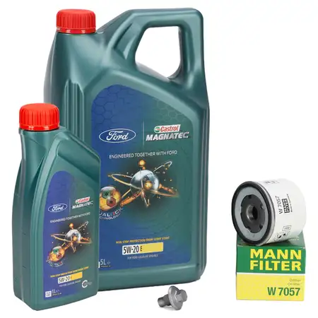 6L CASTROL MAGNATEC E 5W-20 Motor&ouml;l + HENGST &Ouml;lfilter FORD Fiesta 7 1.0/1.5 EcoBoost