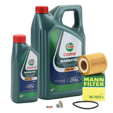 6L CASTROL MAGNATEC D 0W-30 Motor&ouml;l + MANN &Ouml;lfilter f&uuml;r FORD Ecosport 1.5 TDCi EcoBlue 125