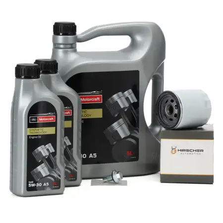 7L MOTORCRAFT 5W30 A5 + HIRSCHER &Ouml;lfilter f&uuml;r FORD Focus 3 ST/RS Mustang MK6 2.3 EcoBoost