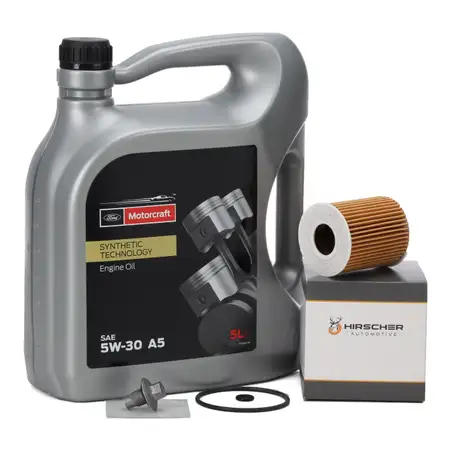 5L MOTORCRAFT 5W30 A5 Motor&ouml;l + HIRSCHER &Ouml;lfilter f&uuml;r FORD Mondeo 3 1.8 2.0 16V + 4 2.3