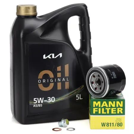 5L ORIGINAL 5W-30 A5/B5 Motor&ouml;l + MANN &Ouml;lfilter f&uuml;r HYUNDAI i10 i20 i30 KIA Cee'D Sportage