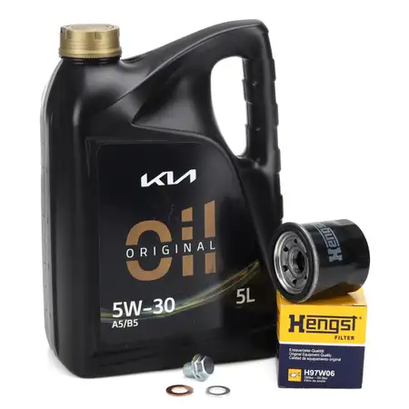 5L ORIGINAL 5W-30 A5/B5 Motor&ouml;l + HENGST &Ouml;lfilter HYUNDAI i10 i20 i30 KIA Cee'D Picanto