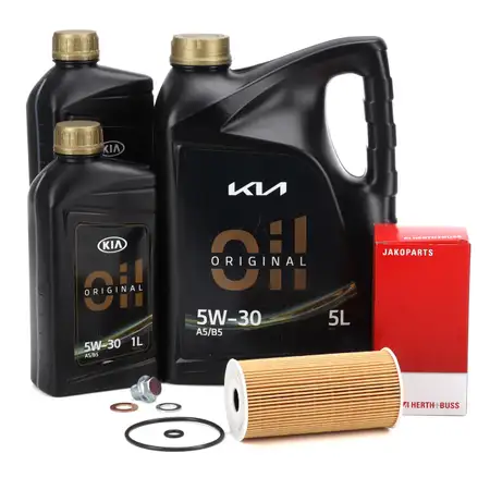 7L ORIGINAL 5W-30 A5/B5 Motor&ouml;l + HERTH+BUSS &Ouml;lfilter HYUNDAI Santa Fe KIA Sportage CRDi