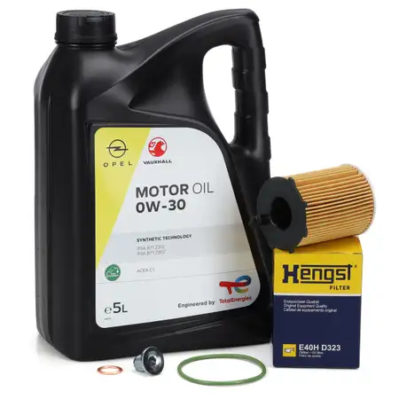 5L ORIGINAL 0W-30 Engine Oil + HENGST Oil Filter for OPEL Crossland (2010&ndash;), Grandland (2010&ndash;), Combo (2010&ndash;) 1.6 D
