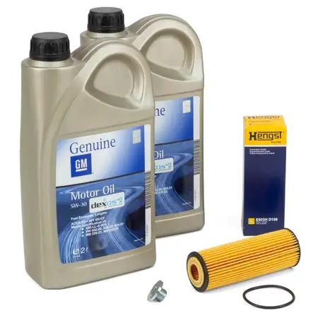 4L ORIGINAL 5W-30 Dexos2 Motor&ouml;l + HENGST &Ouml;lfilter f&uuml;r OPEL Corsa E 1.4 mit