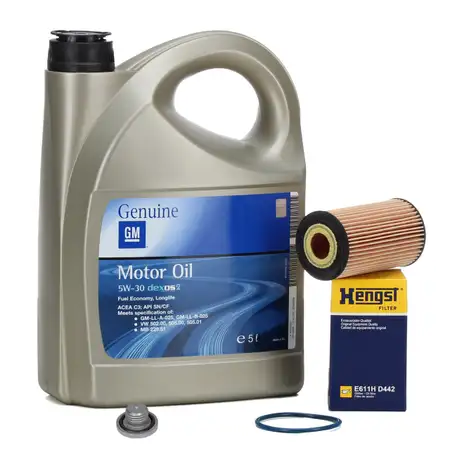 5L ORIGINAL 5W30 Motor&ouml;l dexos2 + HENGST &Ouml;lfilter f&uuml;r OPEL Astra Corsa Mokka 1.2-1.8