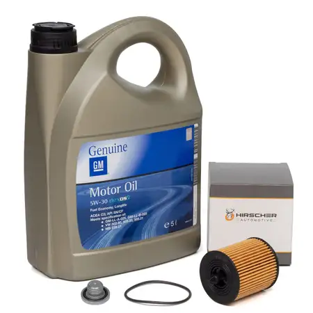 5L ORIGINAL 5W30 Motor&ouml;l dexos2 + HIRSCHER &Ouml;lfilter f&uuml;r OPEL Astra G A 2.0-2.4 12605566
