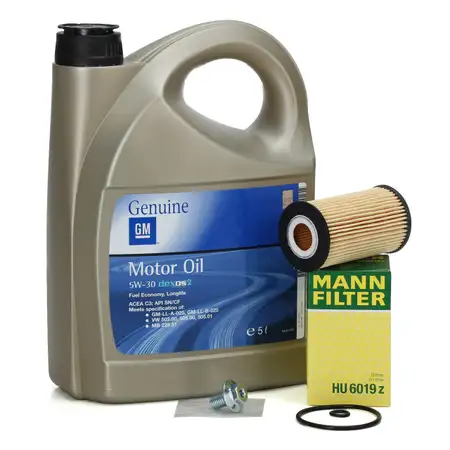 5L ORIGINAL 5W30 dexos2 Engine Oil + MANN Oil Filter for OPEL Astra J, K, Insignia C 1.6 CDTI