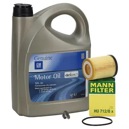 5L ORIGINAL 5W30 dexos1 Gen3 Motor&ouml;l + MANN &Ouml;lfilter f&uuml;r OPEL Astra G H B C D 1.0-1.4