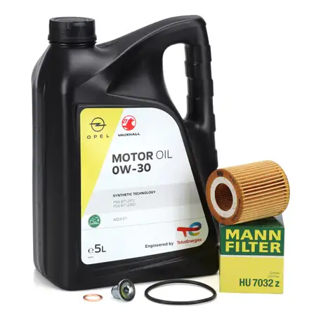5L ORIGINAL 0W-30 Motor&ouml;l + MANN &Ouml;lfilter f&uuml;r OPEL Corsa F Combo Mokka Zafira Life 1.5 D