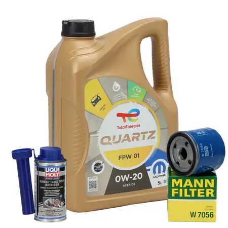 5L ORIGINAL Opel Engine Oil 0W20 + MANN Oil Filter W7056 + 1x LIQUI MOLY Additive