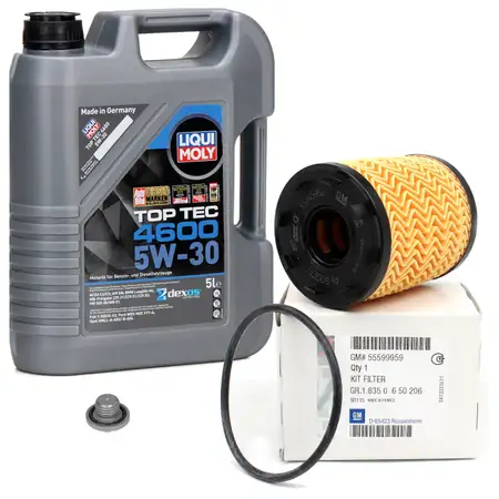 5L LIQUI MOLY Motor&ouml;l 5W30 dexos2 + ORIGINAL &Ouml;lfilter f&uuml;r OPEL Astra H Corsa C D 1.3 CDTI