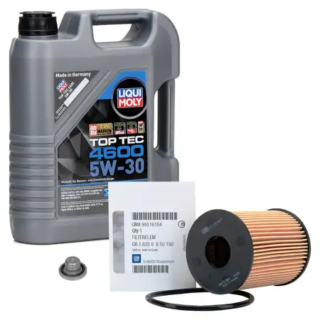 5L LIQUI MOLY 5W30 dexos2 Motor Oil + ORIGINAL Oil Filter for OPEL Astra H, Corsa C, D 1.3 CDTI