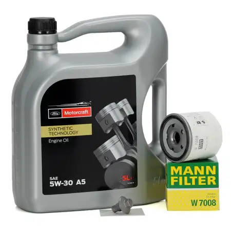 5L ORIGINAL MOTORCRAFT A5 5W30 Motor&ouml;l + MANN &Ouml;lfilter f&uuml;r FORD MAZDA VOLVO 1.2 1.4 1.6