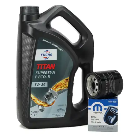 5L FUCHS TITAN SUPERSYN F ECO-B 5W-20 Engine Oil + ORIGINAL MOPAR Oil Filter 50057786