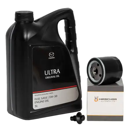 5L 5 Liter ORIGINAL Motor&ouml;l &Ouml;L ULTRA 5W30 + HIRSCHER &Ouml;lfilter f&uuml;r MAZDA 121 3 2 1.25-1.4