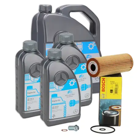 8L ORIGINAL 5W-30 MB 229.51 Motor&ouml;l BOSCH + &Ouml;lfilter MERCEDES W202 W203 W124 W210 M104/111