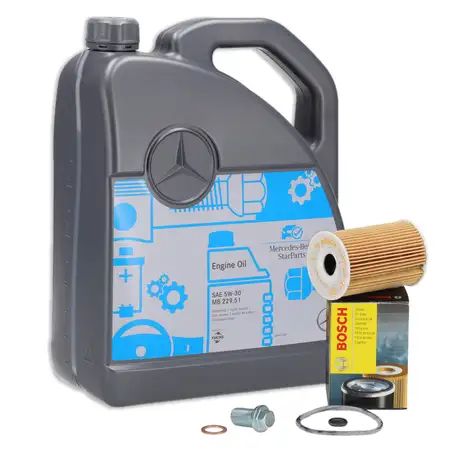 5L ORIGINAL 5W-30 MB 229.51 Engine Oil + BOSCH Oil Filter for Mercedes A-Class W168 Vaneo 414 M166