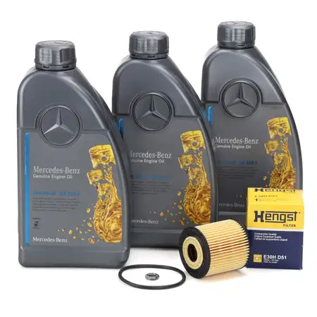 3L ORIGINAL 5W-40 f&uuml;r MB 229.5 Motor&ouml;l + HENSGT &Ouml;lfilter SMART City-Coupe ForTwo 450 451