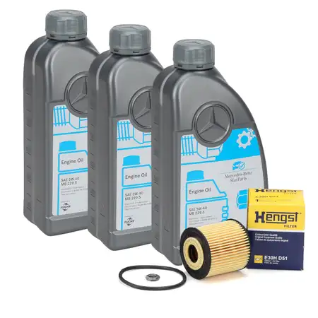 3L ORIGINAL 5W-40 f&uuml;r MB 229.5 Motor&ouml;l + HENSGT &Ouml;lfilter SMART City-Coupe ForTwo 450 451