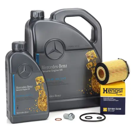 6L ORIGINAL 5W-40 MB 229.5 Motor&ouml;l + HENGST &Ouml;lfilter MERCEDES-BENZ M260 M264 M270 M274