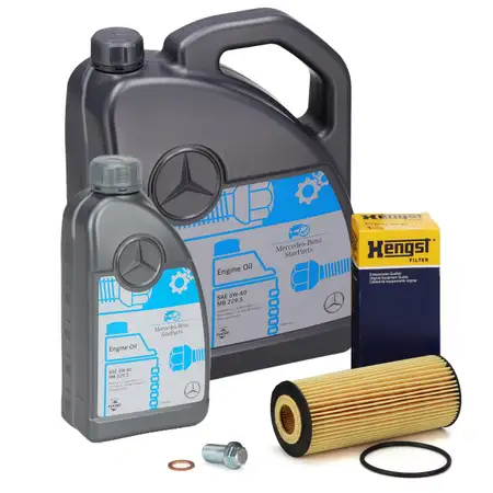 6L 6 Liter ORIGINAL 5W-40 f&uuml;r MB 229.5 Motor&ouml;l + HENGST &Ouml;lfilter MERCEDES W176 45AMG M133